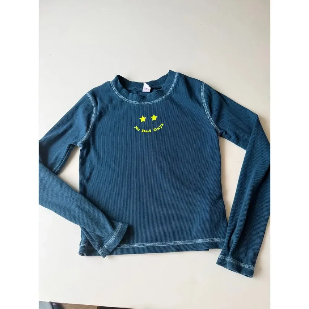 Old Navy Blue Ribbed Fitted Long-Sleeve 